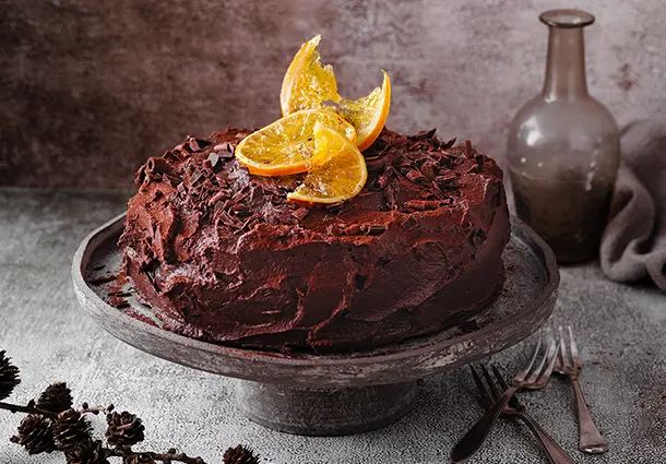 Schoko-Orangen-Kuchen mit Ganachetopping