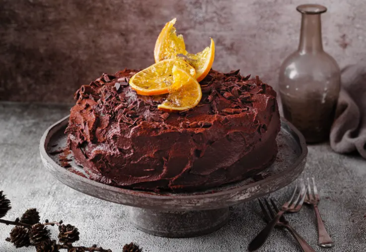 Schoko-Orangen-Kuchen mit Ganachetopping