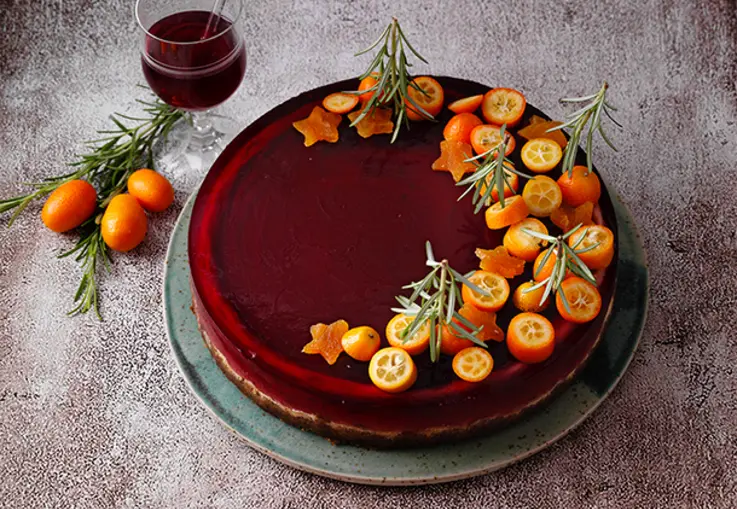 Cheesecake mit Glühweinspiegel