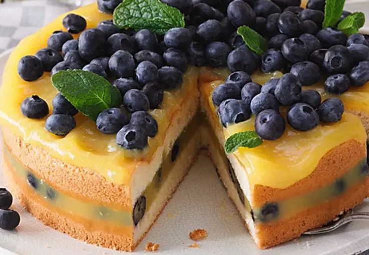 leichte Zitronen-Heidelbeertorte (Rezept)
