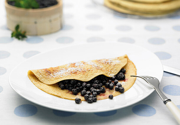 Buchweizen-Pfannkuchen mit Heidelbeeren (Rezept)