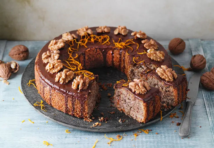 veganer Orangen-Walnuss-Kuchen (Rezept)