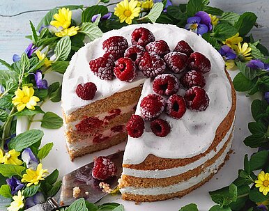 Quark-Torte mit Himbeeren