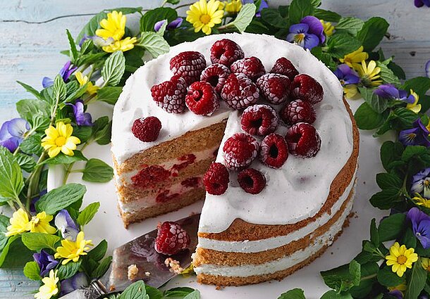 Quark-Torte mit Himbeeren (Rezept)