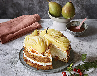 Birnen-Hagebutten-Torte