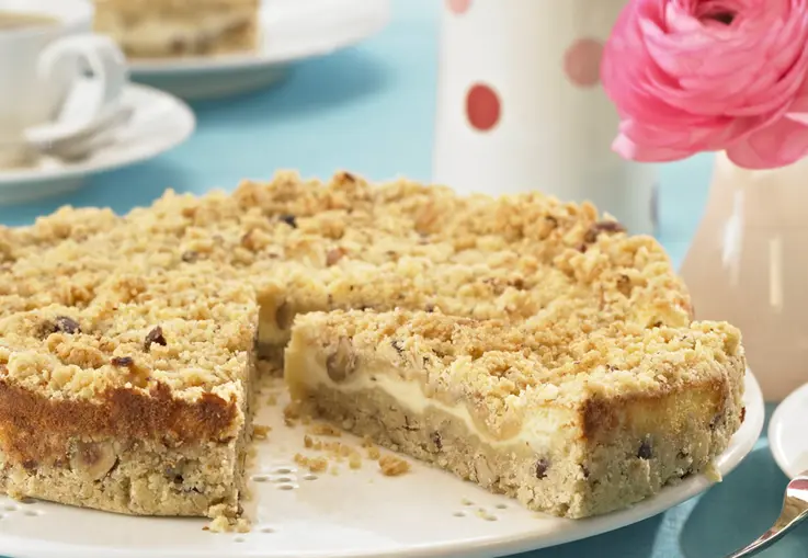 Käsekuchen mit Nuss-Streuseln (Rezept)