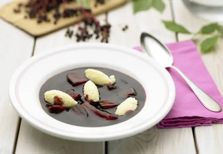 Omas Fliederbeersuppe mit Grießklößen (Rezept)